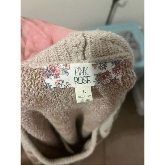 Pink rose large long sleeve soft sweater animal print Leppard cheetah - Picture 3 of 3